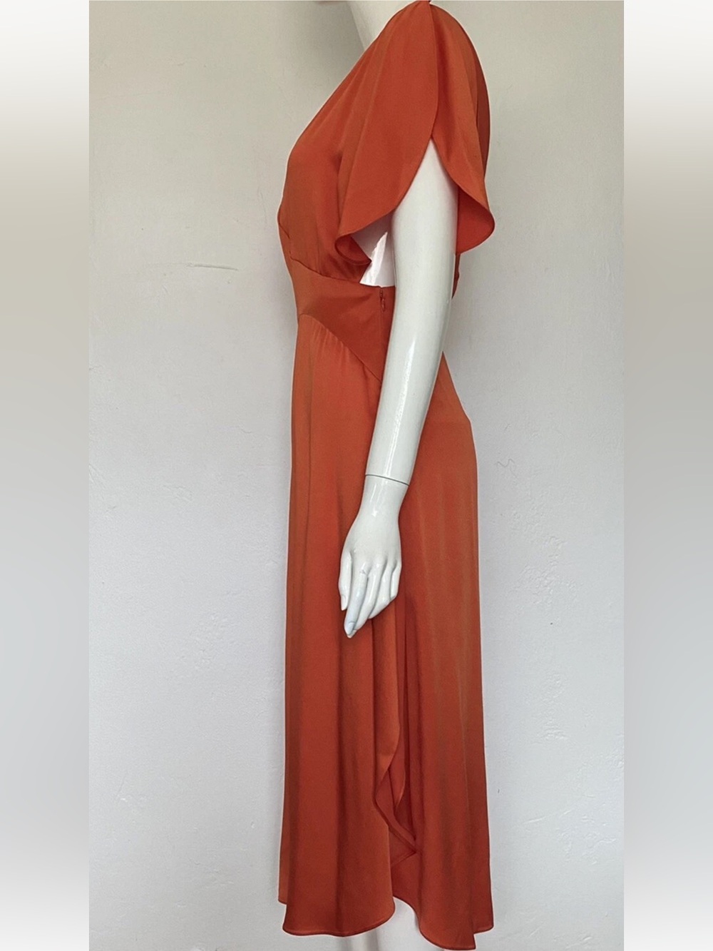 Stella McCartney Runway Pauline Dress Orange Midi with Draped Sleeves Size 40 - Picture 11 of 11
